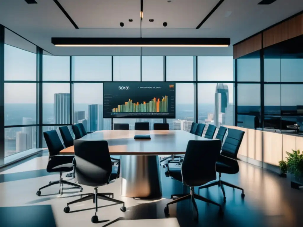 Análisis de riesgos en startups Riesgos inversión en startups: profesionales analizan datos y colaboran en moderna oficina con vista panorámica