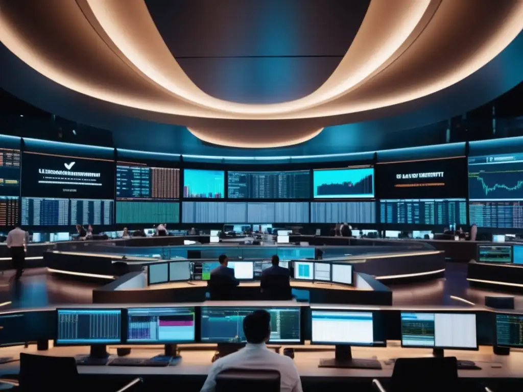 Mercado financiero global: trading de alta tecnología Riesgos y oportunidades en mercados de derivados globales: imagen 8k detallada de un mercado financiero global