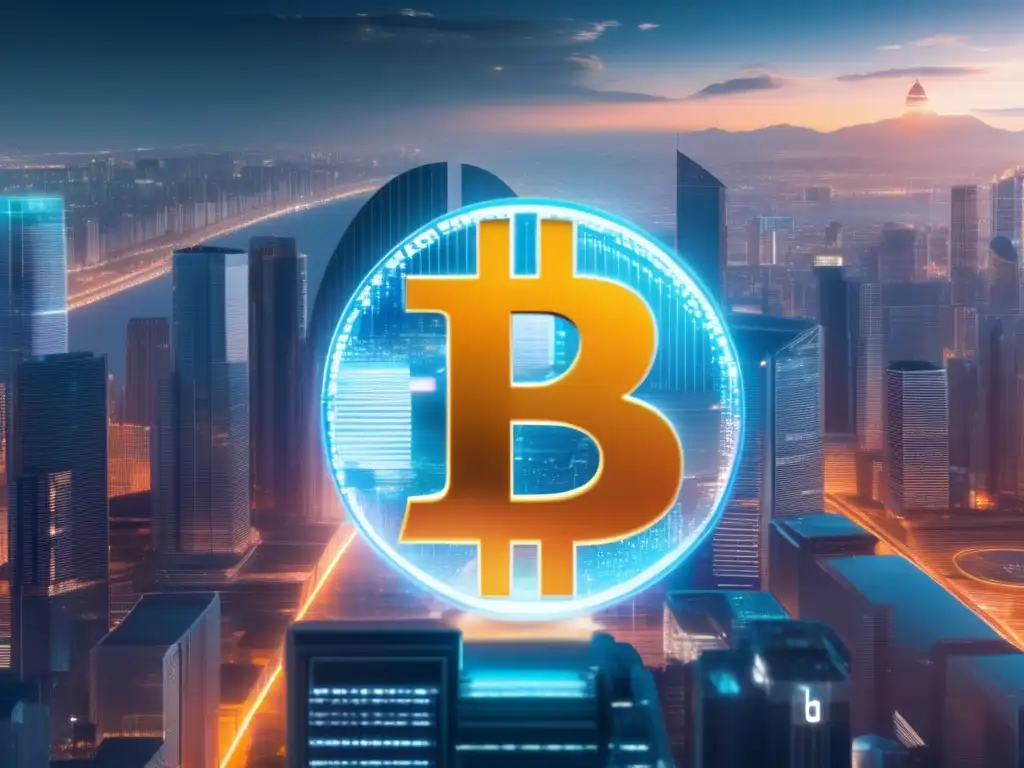 La influencia de Satoshi Nakamoto en las criptomonedas y el sistema financiero Satoshi Nakamoto Enigma Bitcoin: Transformación financiera y avance tecnológico en una imagen futurista