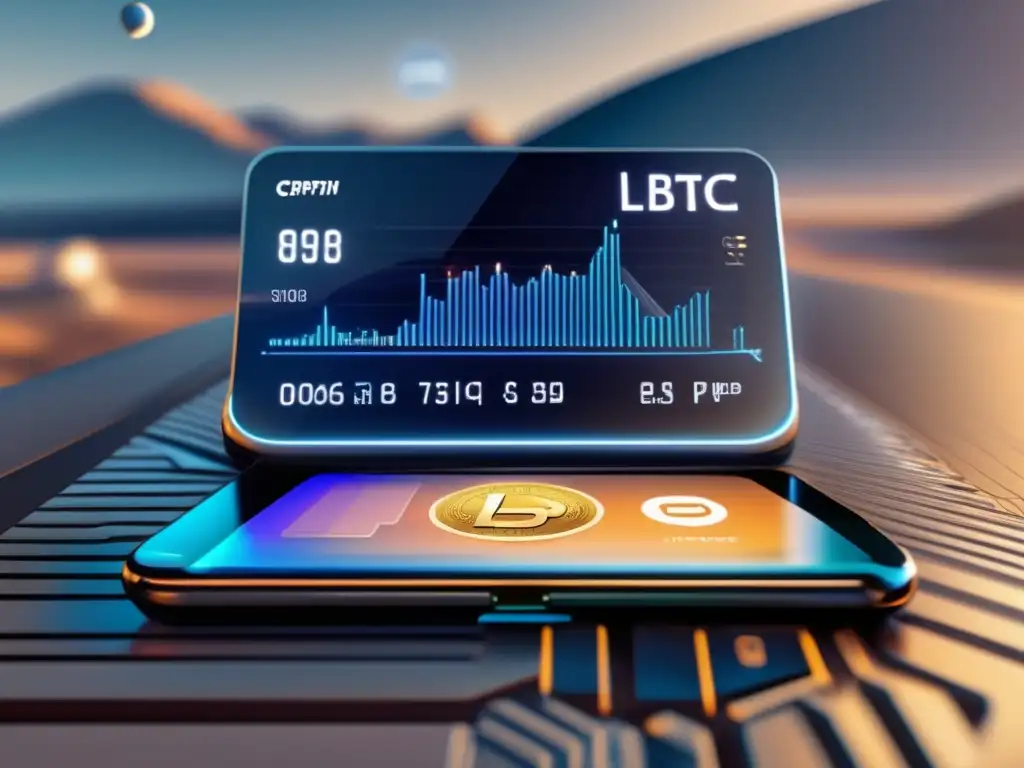 Futurista billetera digital Litecoin Wallet Litecoin: Interfaz segura y amigable con detalles de transacciones, saldos y datos de mercado en paisaje digital futurista