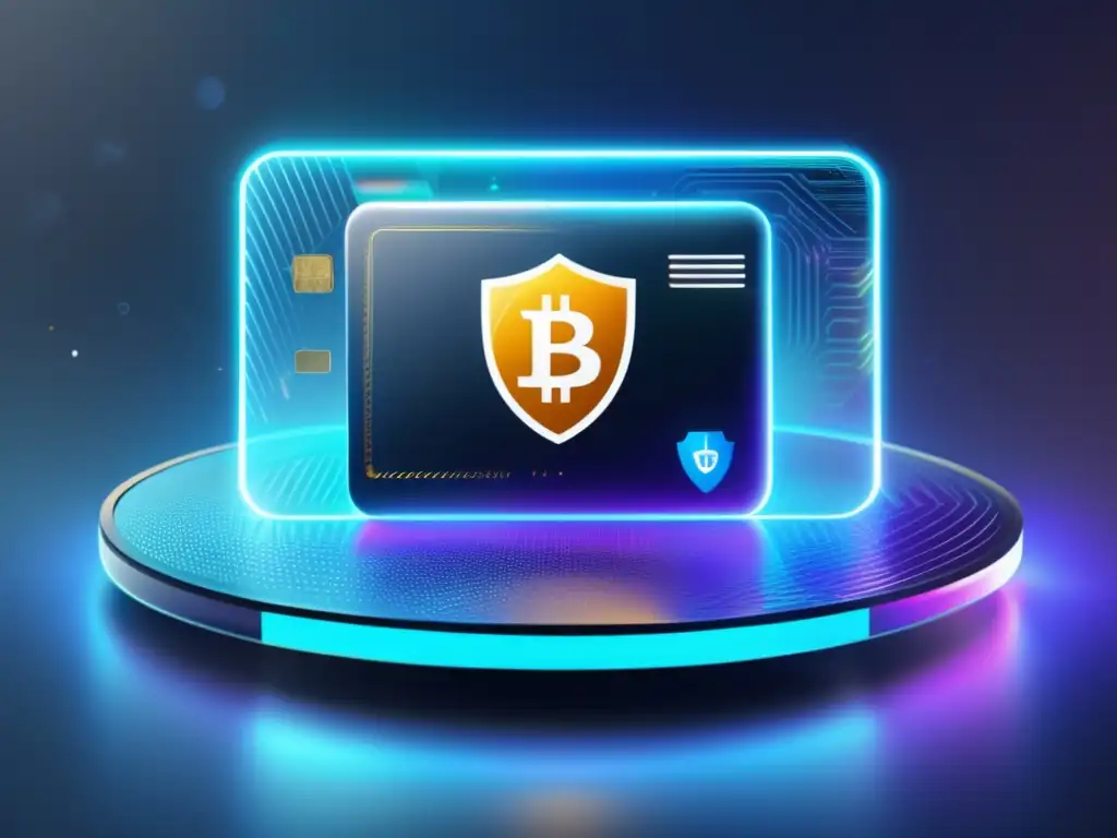 Cartera digital segura y futurista Seguridad carteras digitales: imagen 8k ultradetallada de una billetera digital protegida con cifrado avanzado y múltiples capas de seguridad