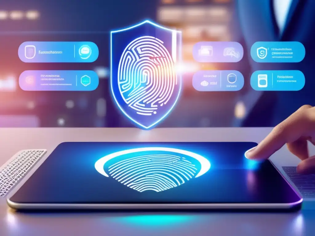 Seguridad digital y criptomonedas Seguridad criptomonedas: moderno sistema protección con autenticación biométrica, dispositivos actualizados y red segura