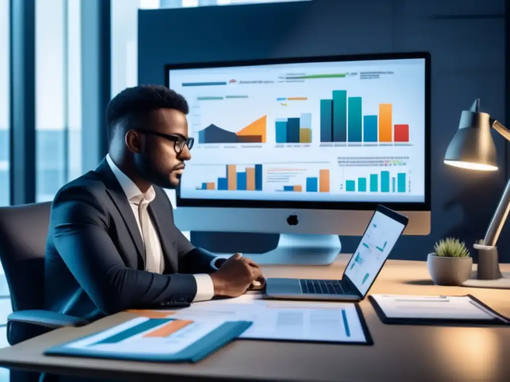 Persona analizando inversiones en crowdfunding Evaluación seguridad en crowdfunding, estrategias inversión, análisis proyectos y mercado