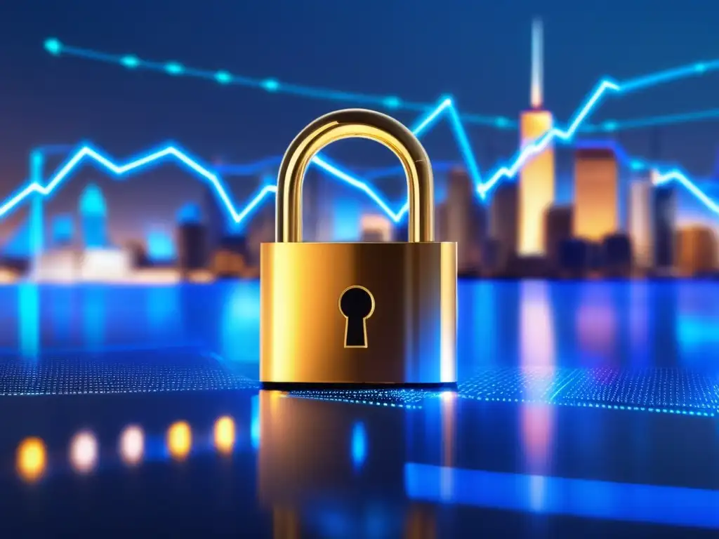 Ciudad moderna iluminada y segura Seguridad financiera en Colombia: ciudad moderna, skyline, mercado bursátil, regulación e inversión