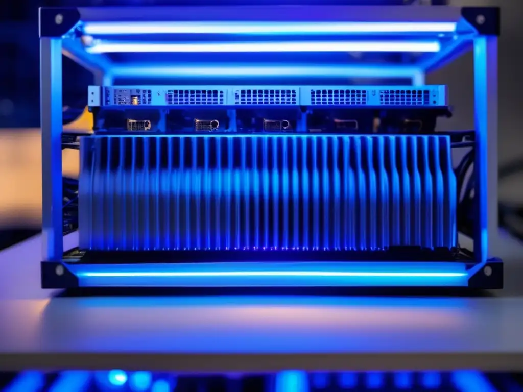 Rig de minería de alta tecnología Seguridad en rig de minería de criptomonedas: Tecnología avanzada, eficiencia y protección en un ambiente limpio y organizado