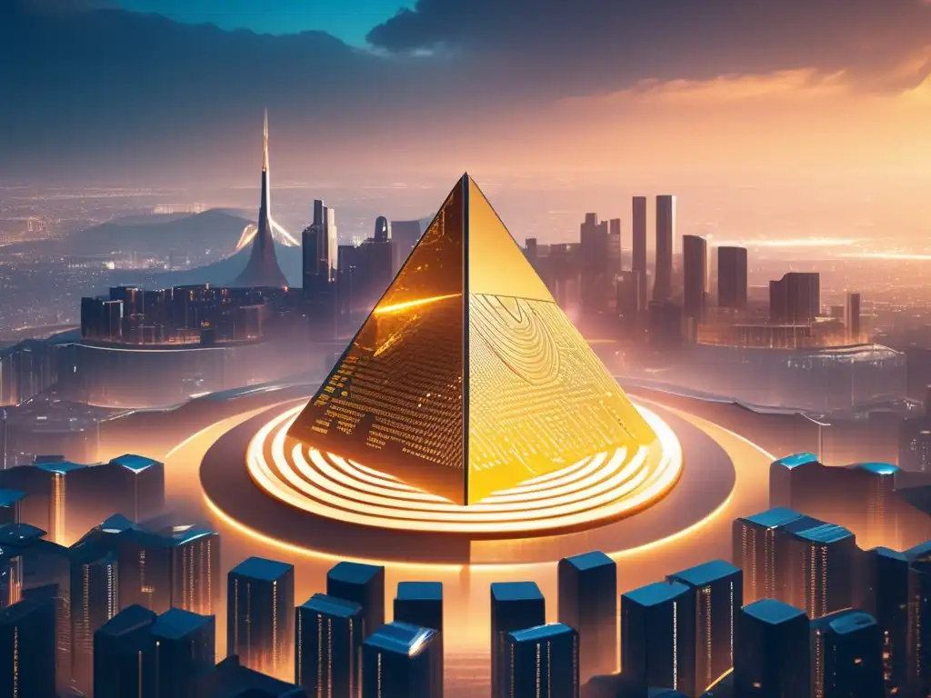 Fortaleza digital segura y futurista Seguro para plataformas de criptomonedas: imagen 8k ultradetallada de una moderna fortaleza digital con una ciudad futurista al fondo