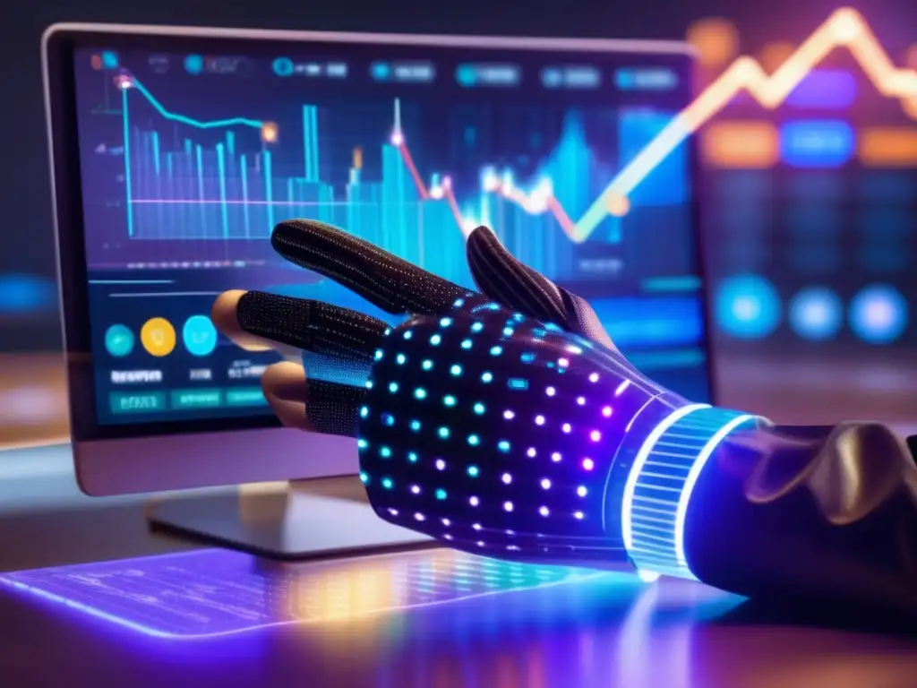 Interfaz criptomoneda futurista Seguros para inversión en criptomonedas en interfaz futurista, con gráficos holográficos y ciudad en digital