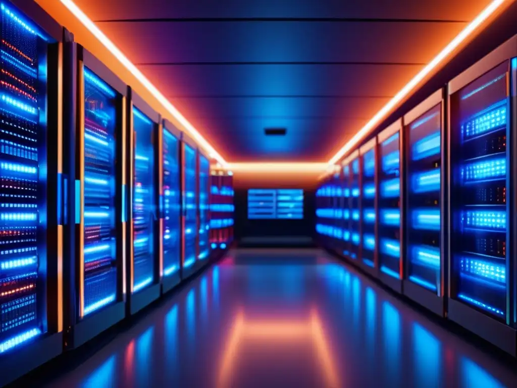 Sala de servidores moderna y eficiente Servidores modernos y eficientes en la minería en la nube