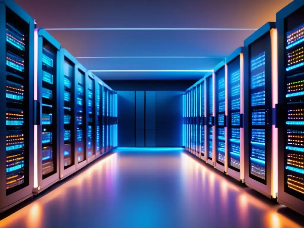 Sala de servidores moderna y organizada Servidores de última generación en sala de servidores, simbolizando la confianza y tecnología avanzada en minería en la nube