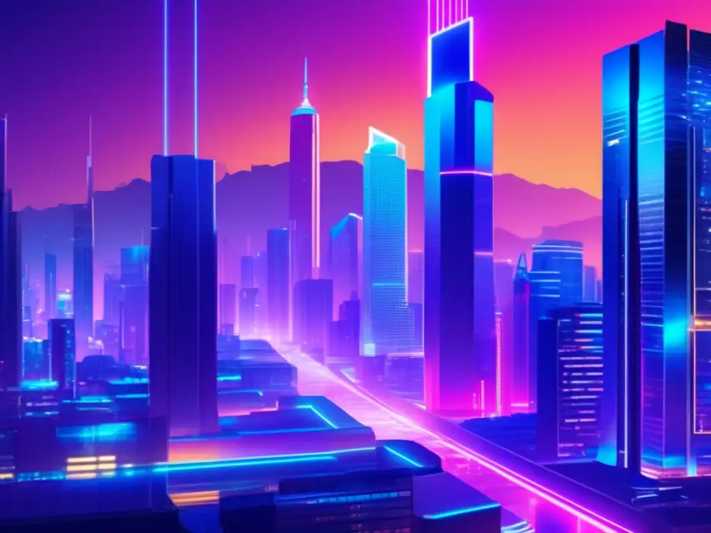 Futuro de las criptomonedas Simuladores de criptomonedas: Predicción de mercado en ciudad futurista
