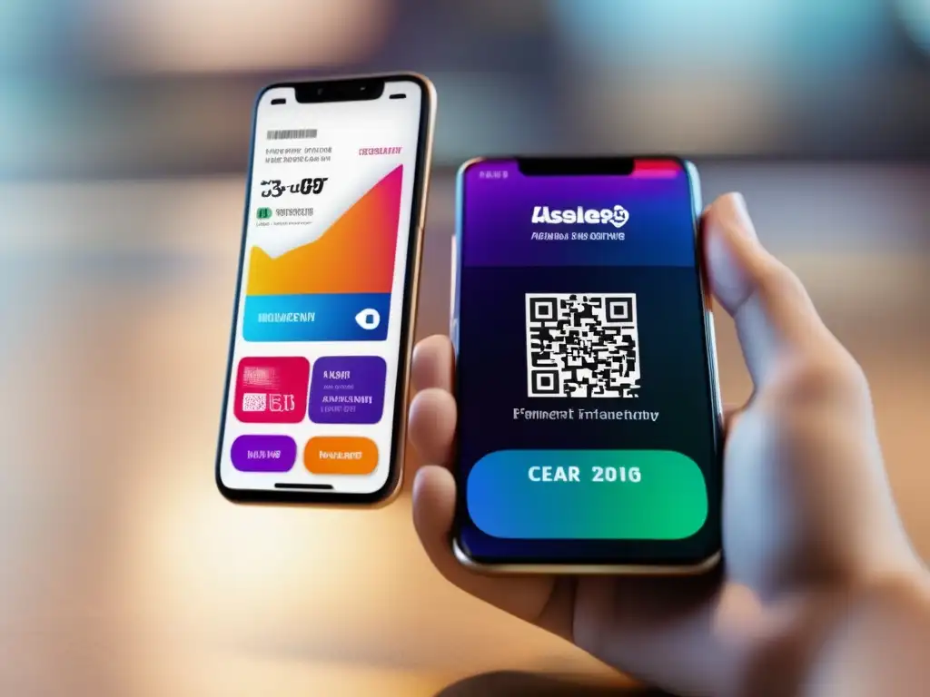Smartphone muestra app bancaria y billetera Smartphone fintech: revolución de pagos móviles y dinero