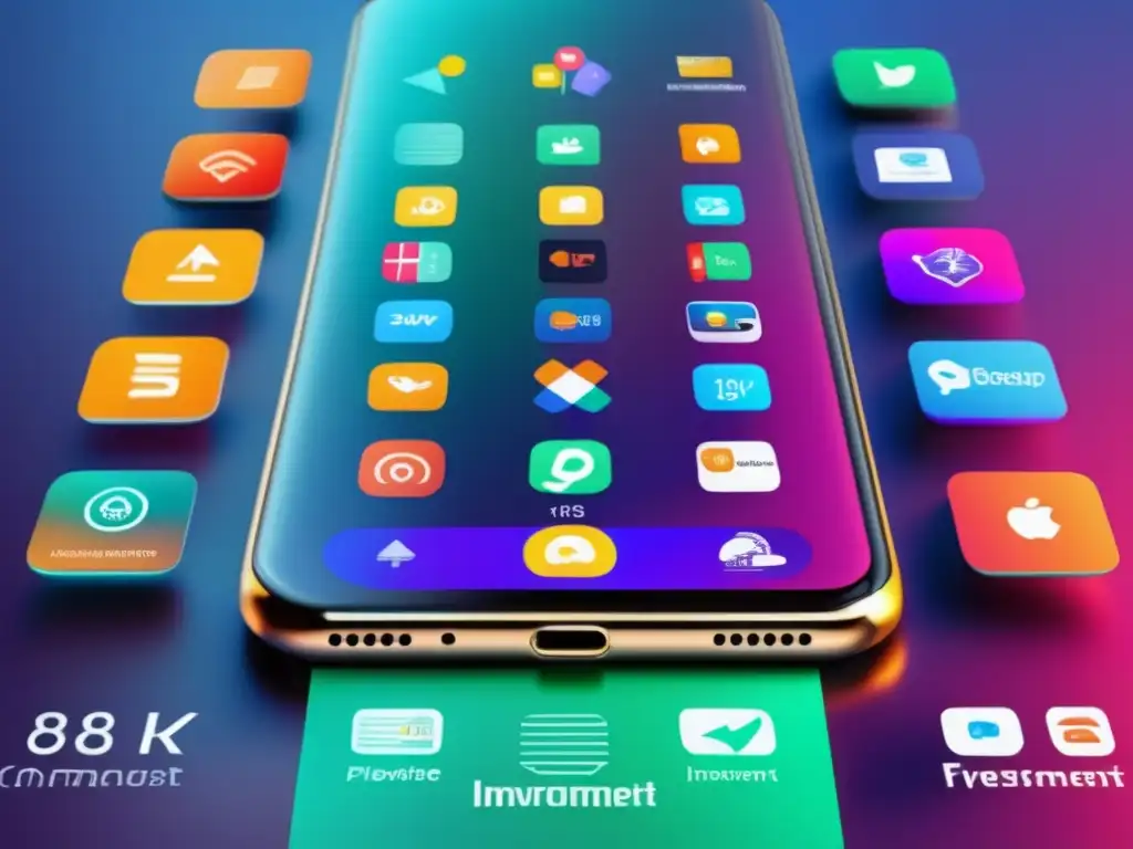 Smartphone con plataforma de inversión Smartphone pantalla con plataformas inversión sin comisiones rentables y datos mercado en tiempo real