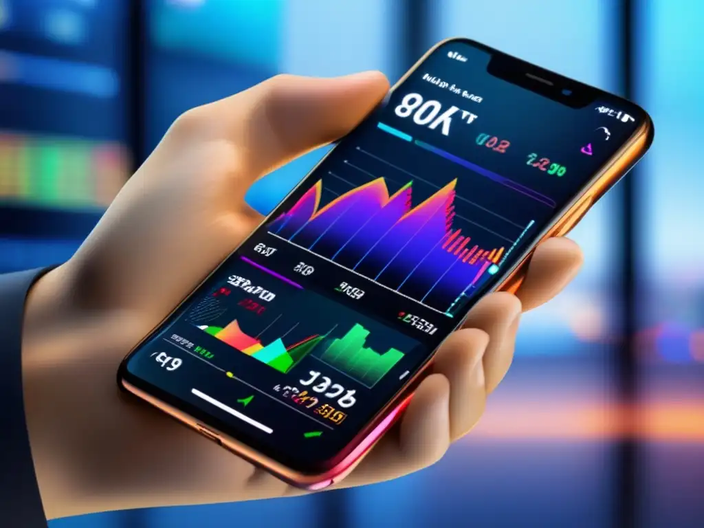 Smartphone de trading con interfaz dinámica y datos en tiempo real Smartphone trading: Plataformas algorítmicas móviles de trading