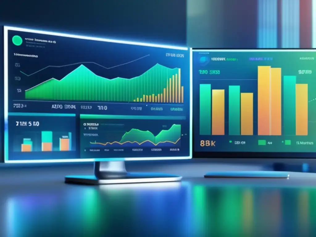 Análisis financiero en pantalla moderna Software de analítica predictiva financiera en pantalla de alta tecnología