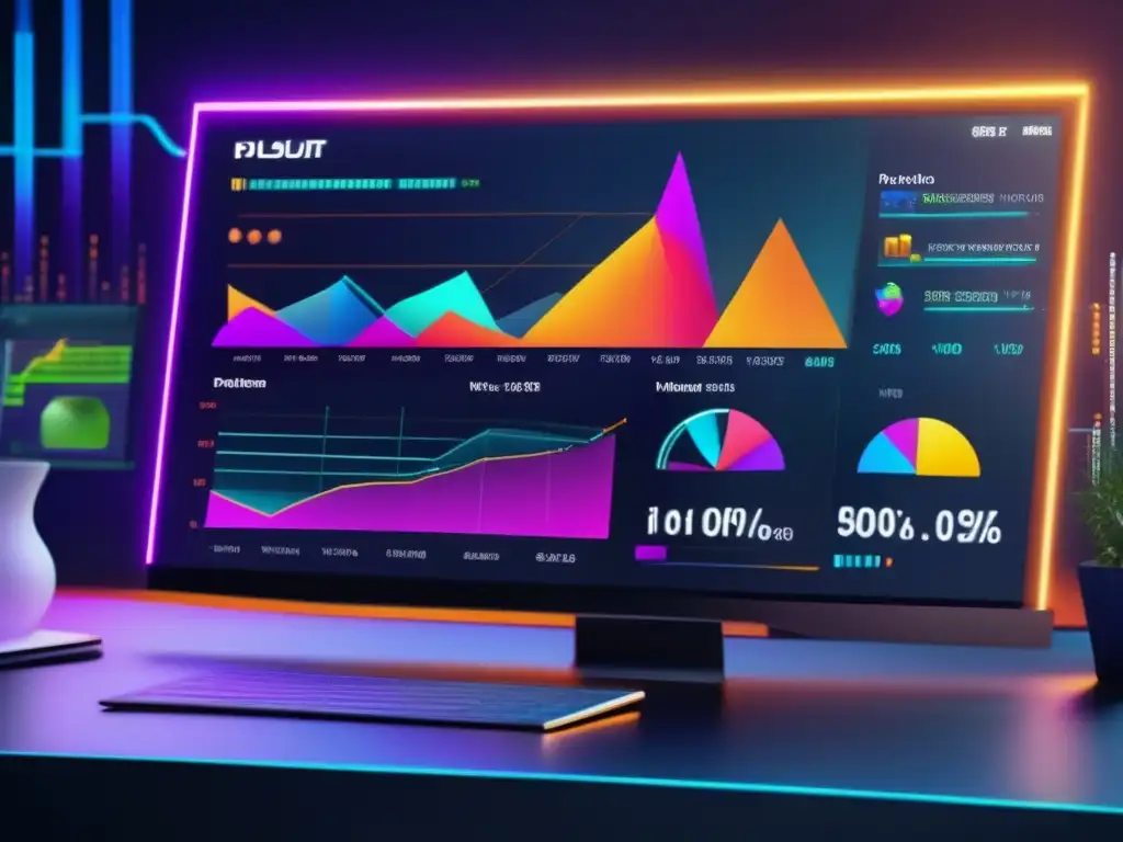 Interfaz digital de gestión de carteras y análisis de riesgo Software gestión riesgos inversión en interfaz digital optimizada y moderna con gráficos futuristas, datos y algoritmos avanzados