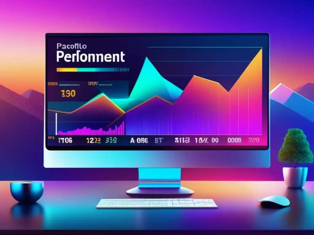 Interfaz digital futurista para inversión pasiva Software de inversión pasiva optimizada con interfaz futurista y gráficos dinámicos