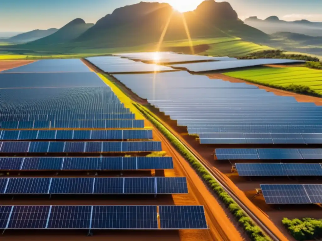 Energía solar en Brasil: Potente granja solar y técnicos inspeccionando Brasil: Energía solar brillante atrae inversores