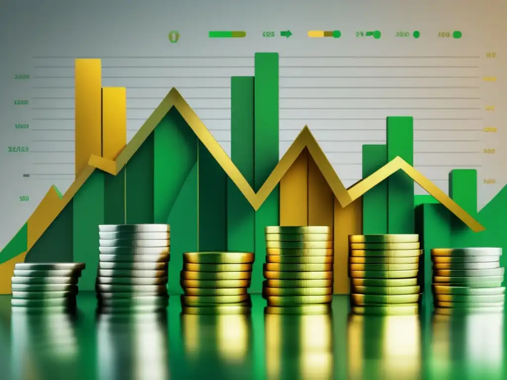Patrón financiero: Riqueza, gráficos y monedas Stack de dinero, monedas y gráficos financieros en patrón simétrico
