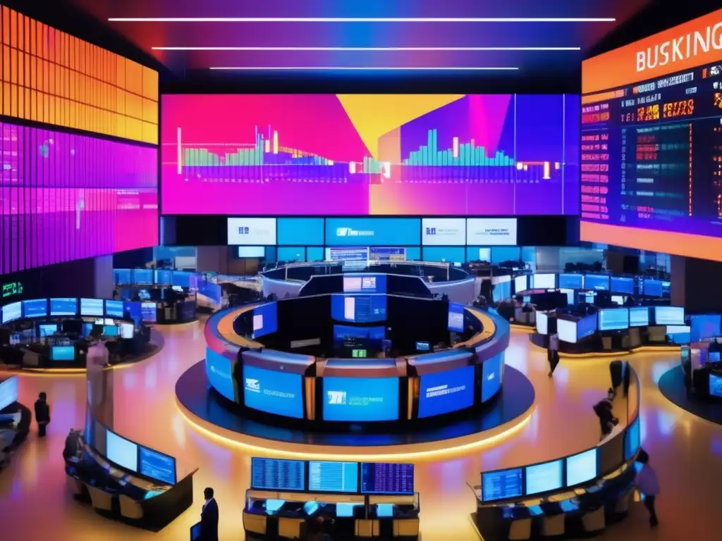 Piso de bolsa moderno y vibrante Stock exchange floor in 2023: Estrategias de inversión en 2023