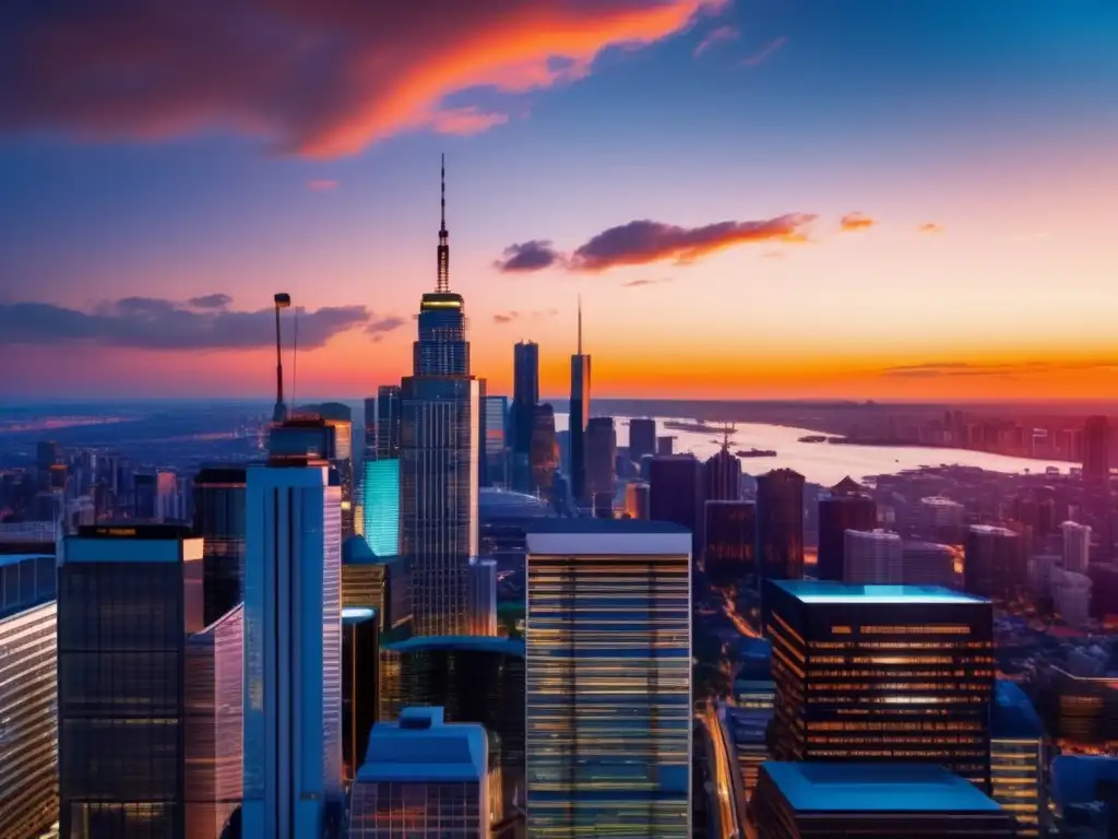 Ciudad moderna al atardecer, arquitectura impresionante Cityscape at sunset: Mitos y realidades inversiones inmobiliarias