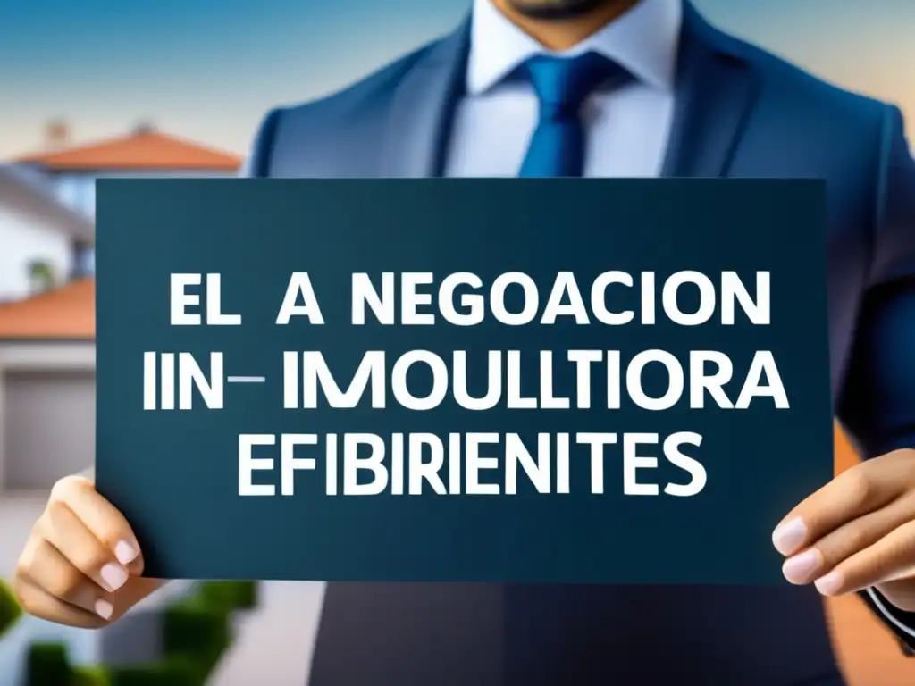 Agente inmobiliario negociando eficientemente Tácticas inmobiliarias eficientes: Agente inmobiliario profesional enfocado en una negociación exitosa