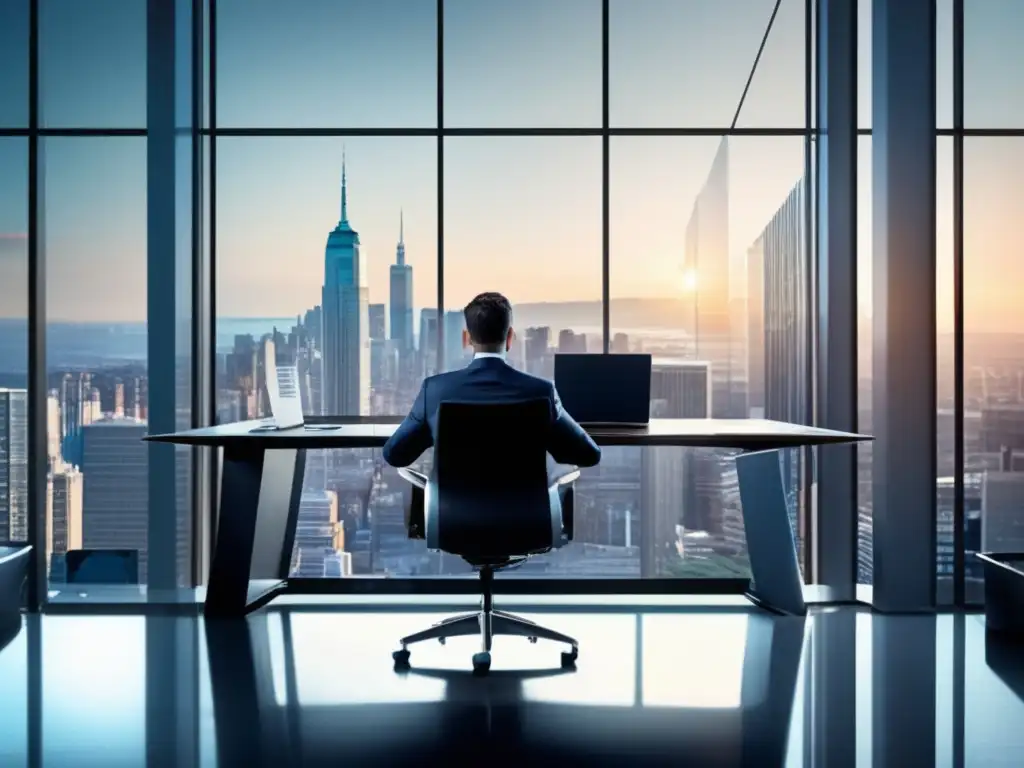 Empresario analizando datos financieros bajo presión Técnicas para invertir en mercados volátiles: empresario analizando datos financieros en oficina moderna