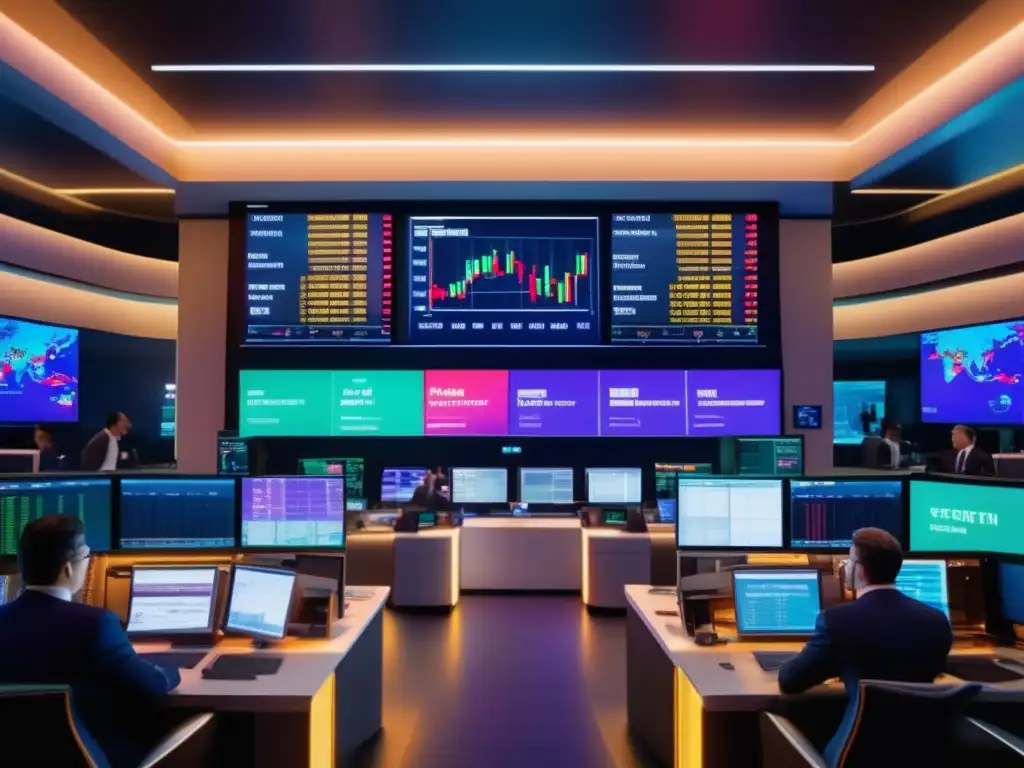 Traders en la sala de operaciones Técnicas probadas para invertir en Forex: el vibrante mercado de divisas capturado en una imagen 8k ultradetallada