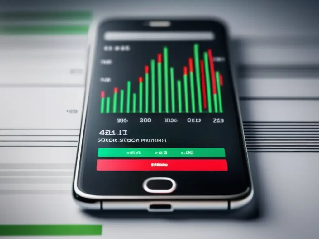 Smartphone con gráfica bursátil Teléfono inteligente moderno con gráfico de mercado de valores y guía fiscal para inversiones