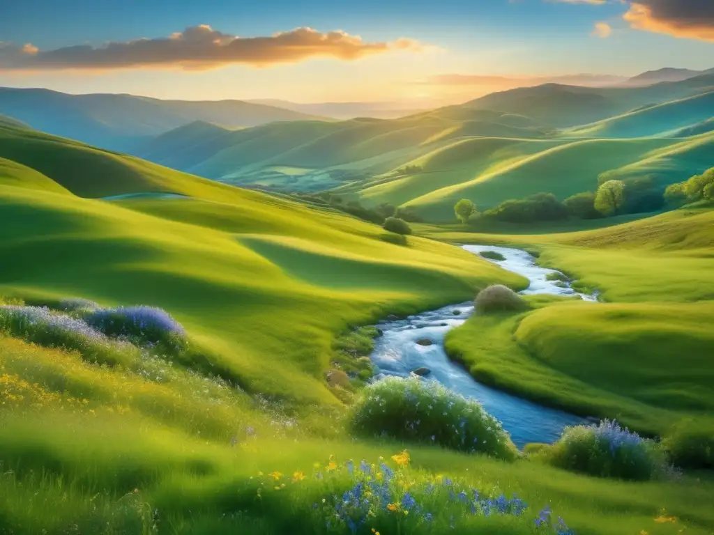 Impresionante paisaje virgen con potencial de inversión Inversión en terrenos rentables: Paisaje 8k impresionante de naturaleza virgen, con colinas, valles verdes y montañas majestuosas