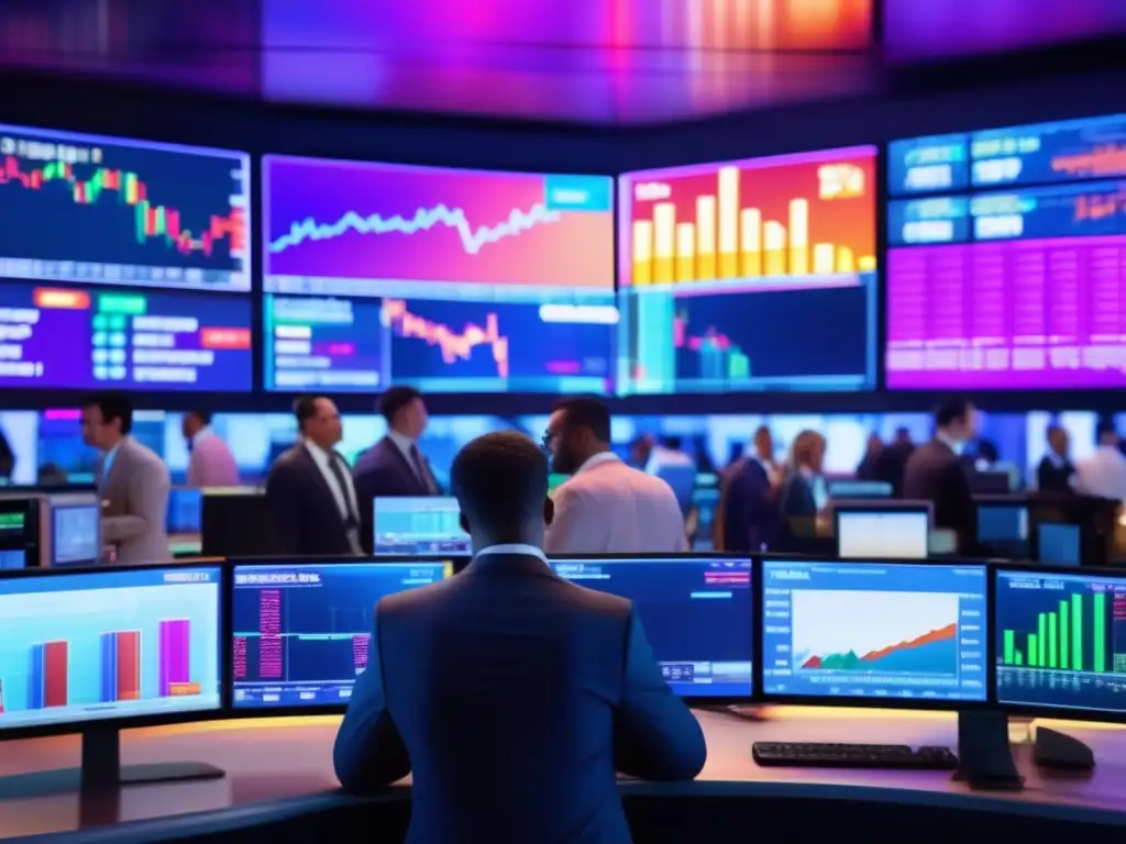 Traders enérgicos y concentrados en el mercado bursátil Traders en la bolsa de valores, energía y ganancias