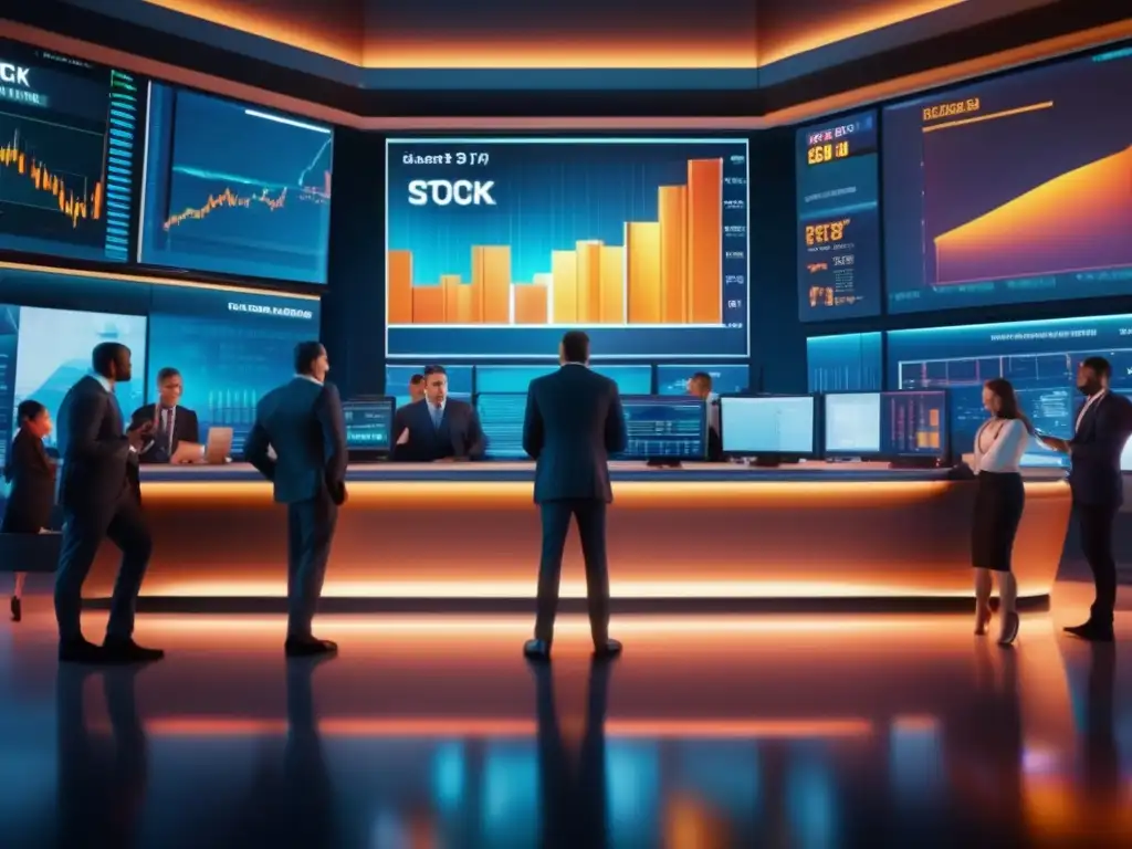 Mercado de valores moderno y dinámico Traders en la bolsa de valores, escena moderna y profesional - Importancia noticias económicas inversiones