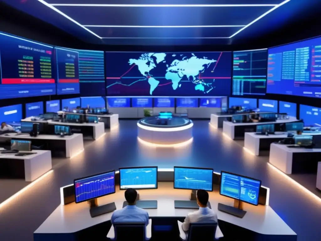 Trading futurista con inteligencia artificial Traders usando tecnología AI para inversiones en criptomonedas