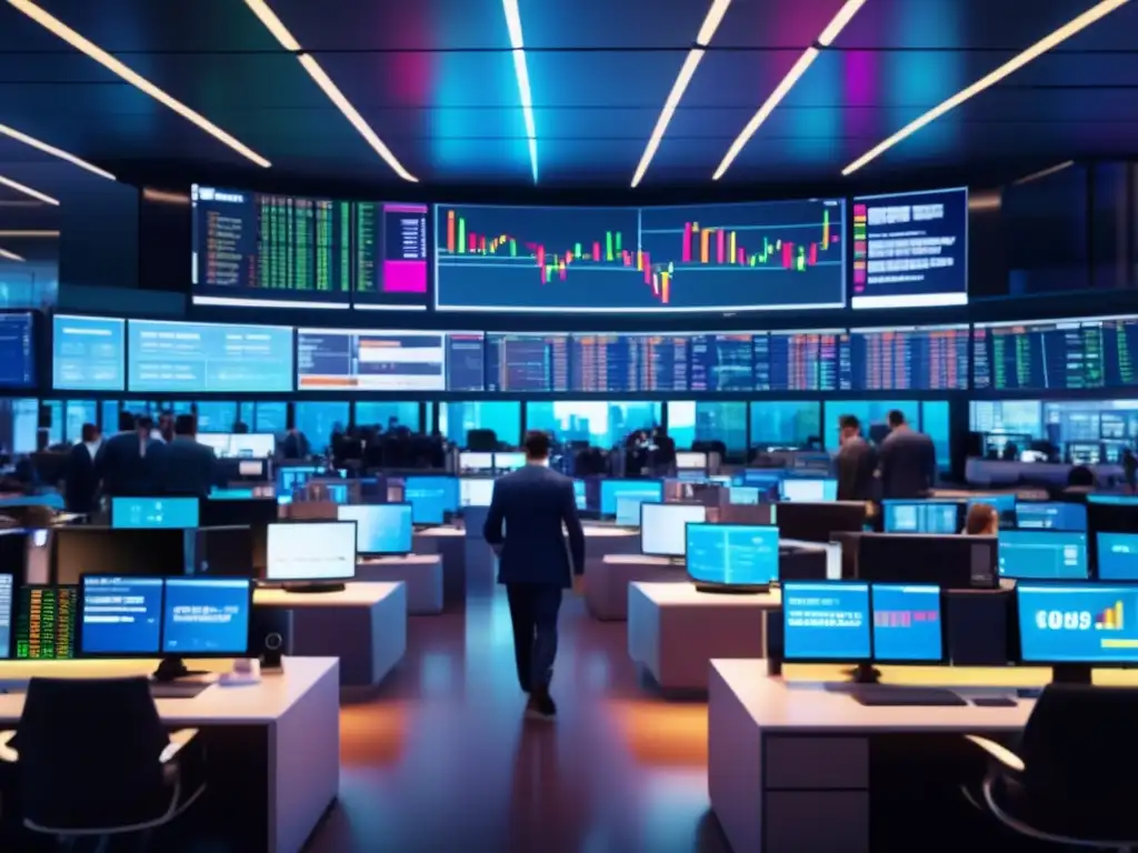 Traders en piso financiero moderno Traders en moderna sala de operaciones, CCI para operar en tendencias de mercancías