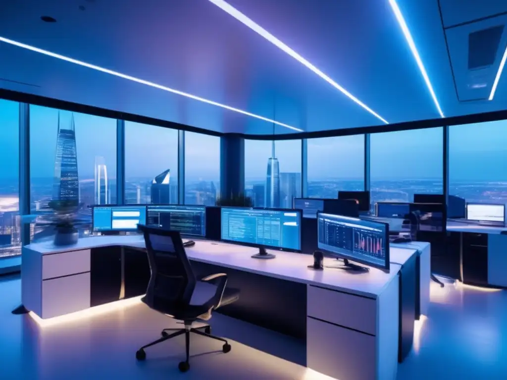Traders expertos en piso de negociación de criptomonedas Traders profesionales en moderno trading floor de criptomonedas