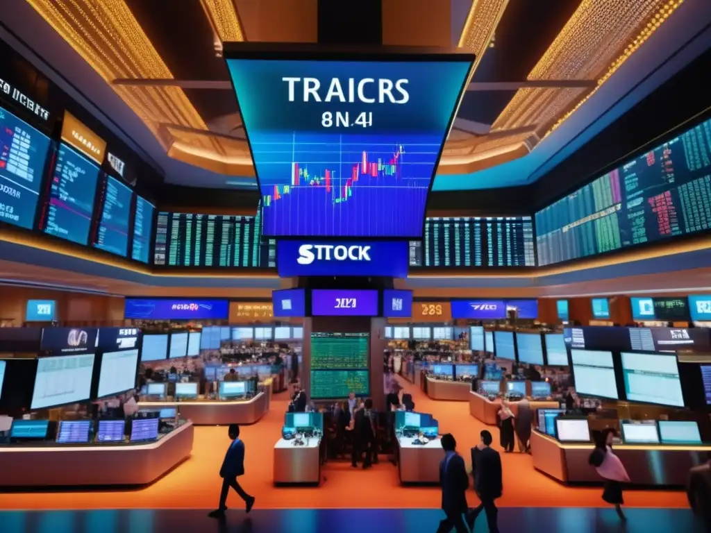 Mercado de valores multicultural Tradiciones culturales en la bolsa: Mercado bursátil vibrante con traders de distintas culturas, fusionando elementos tradicionales y modernos