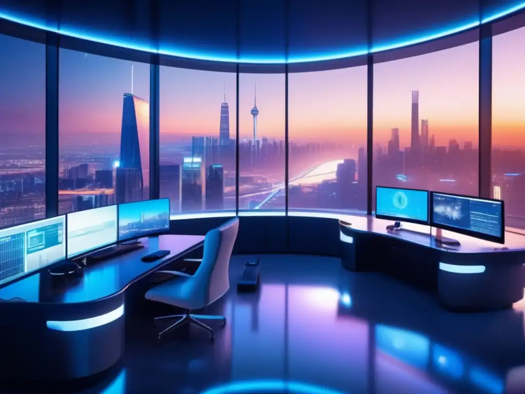 Futuro trading floor con traders analizando datos Trading algorítmico: Importancia de la psicología