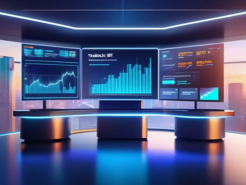 Trading floor futurista con bot de trading Trading automatizado: beneficios de los bots