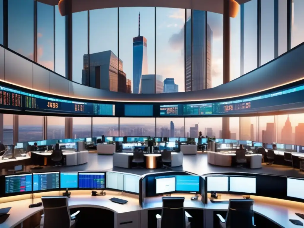 Piso de negociación de bolsa dinámico y moderno Trading en la bolsa con ADX: ambiente moderno y exitoso