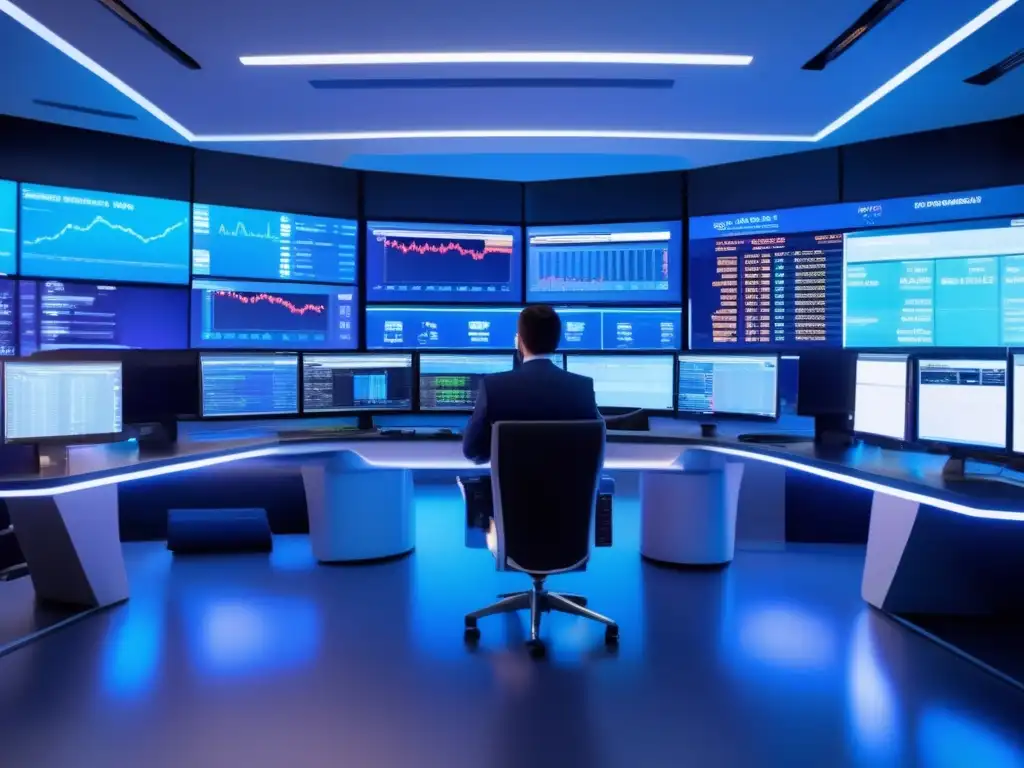 Traders analizando datos en una moderna sala de trading Trading financiero: técnicas para aprovechar volatilidad del mercado