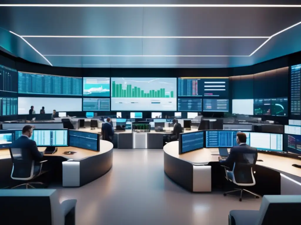 Trading floor moderno con profesionales en actividad - Mejor elección de futuros y opciones