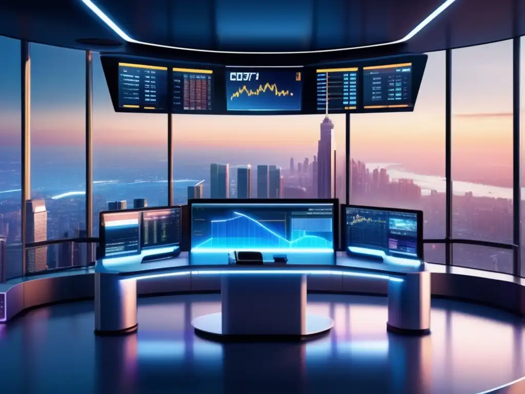 Estación de trading futurista con vista panorámica Estación de trading futurista: guía de análisis técnico de altcoins