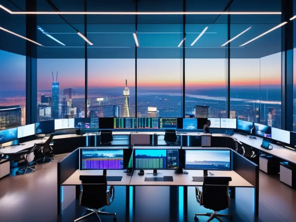 Trading de alto rendimiento Trading moderno con gráficos y traders en trajes monitorean datos de mercado en tiempo real