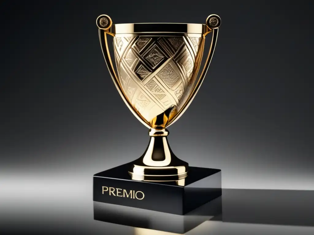 Trofeo de trading premiado Trofeo moderno en mármol, metal brillante con patrones geométricos grabados