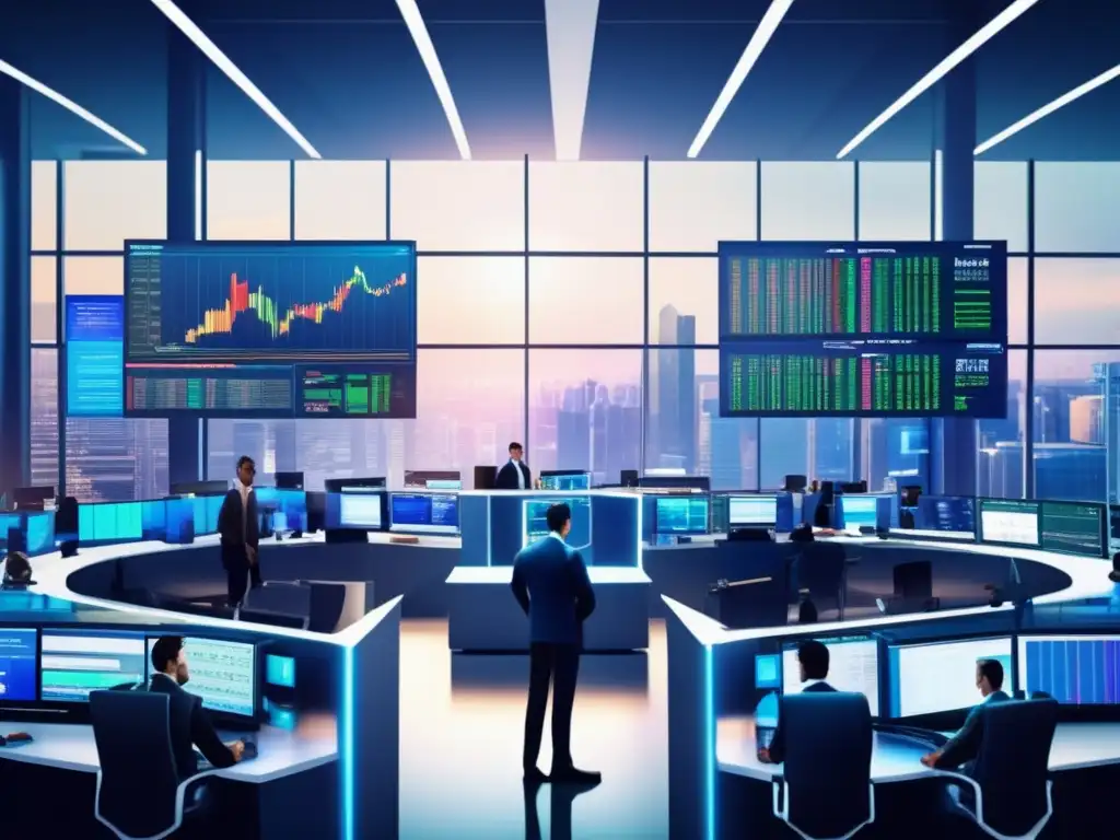 Piso de trading financiero moderno Ultradetalle de moderno mercado financiero con técnicas de inversión activa rentables
