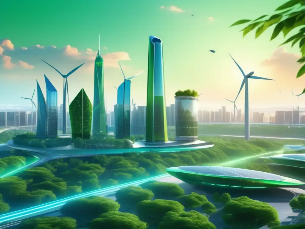 Futuro ciudad ecológica Urbanismo futurista con energías renovables
