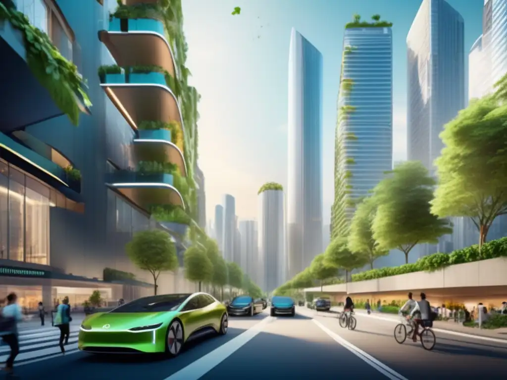 Paisaje urbano sostenible con arquitectura natural Urbanismo sostenible: rentabilidad filantropía inversión, arquitectura integrada con naturaleza, transporte limpio y diversidad profesional