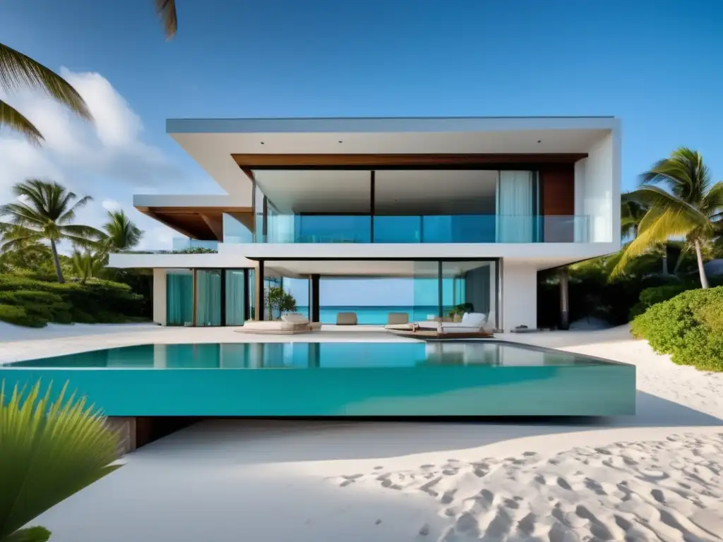Casa de lujo frente a la playa Casa vacacional de lujo con vista al mar y diseño arquitectónico moderno