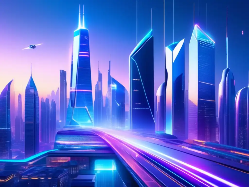 Ciudad futurista con tecnología avanzada Ventajas y desventajas de exchanges descentralizados en una ciudad futurista con tecnología avanzada