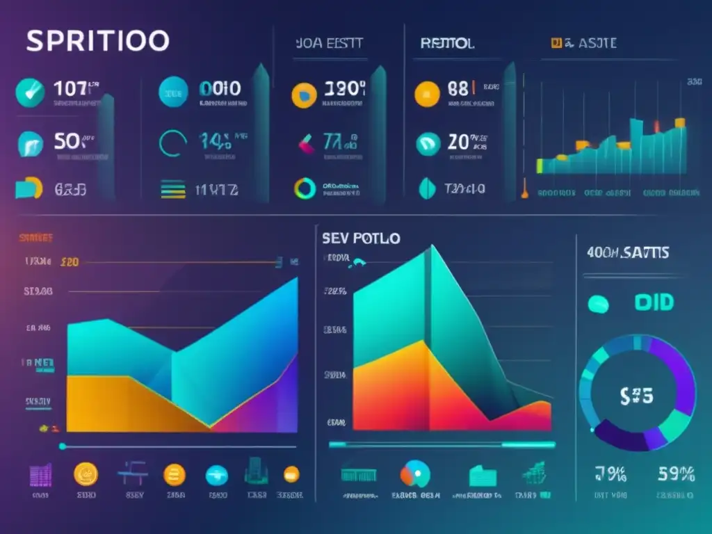 Portafolio de inversiones moderno y sofisticado Ventajas de inversión pasiva y activa: imagen sofisticada y detallada de un portafolio de inversión moderno, diversificado y profesional