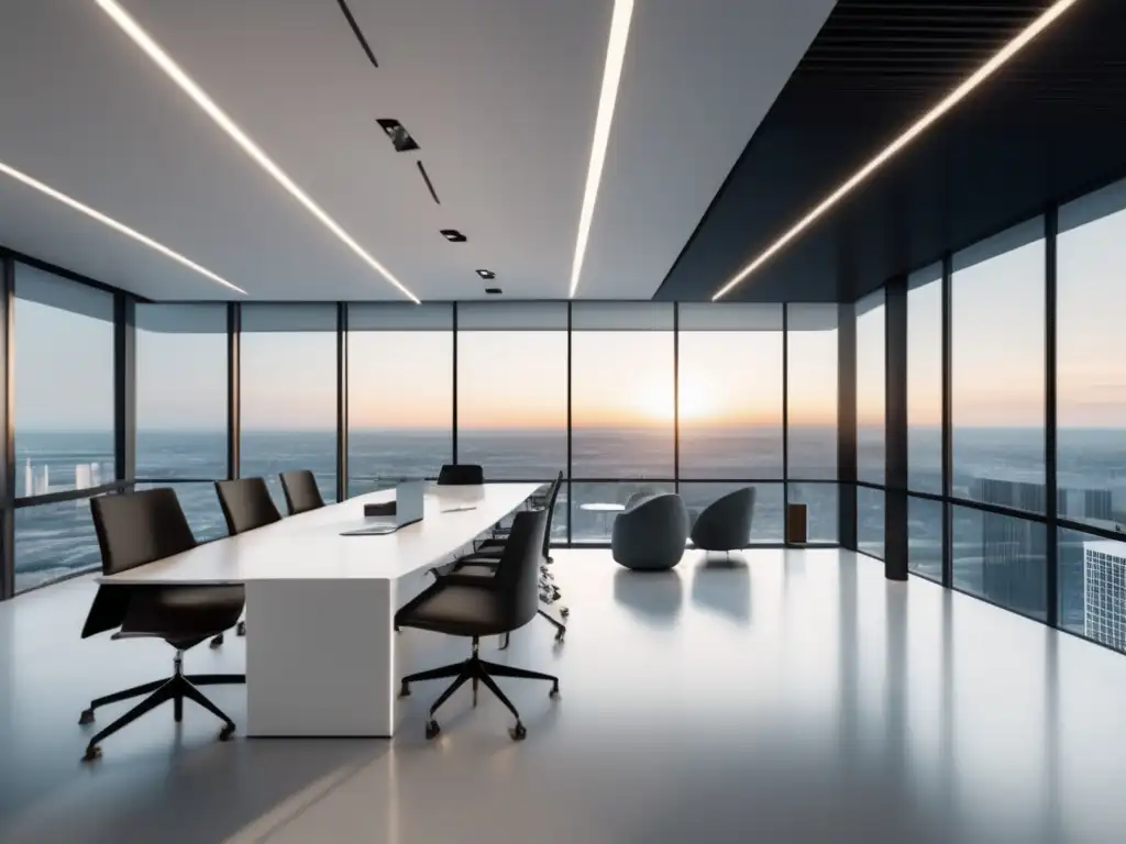 Oficina moderna con traders profesionales Ventajas trading algorítmico: oficina moderna con ventanales, luz natural, diseño minimalista, inversionistas analizando gráficos